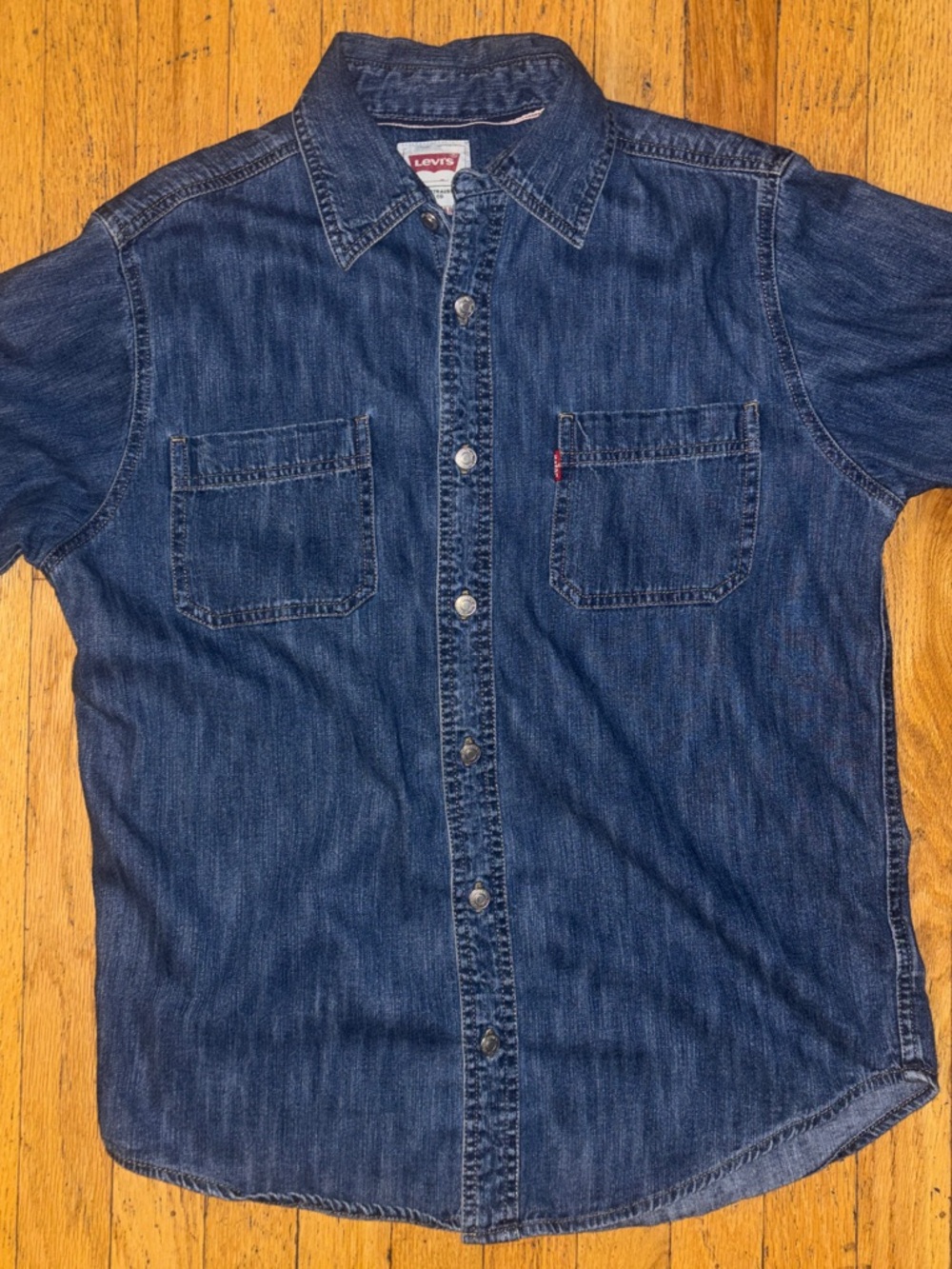 Levi's Men’s Red Tab Denim Button Down Utility Shirt - Medium Wash - Small